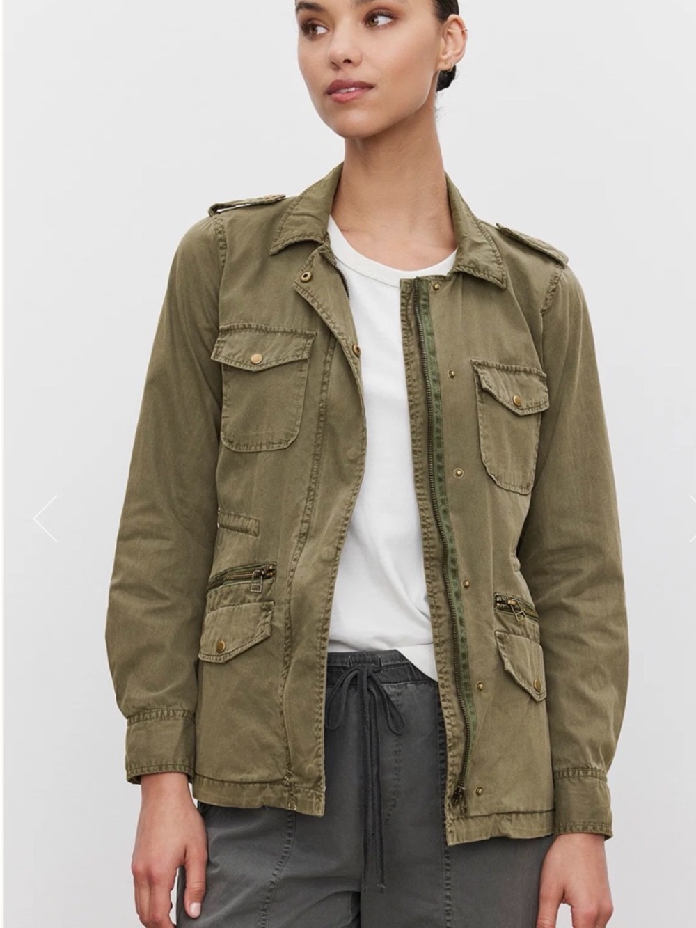 Lily Aldridge for Velvet by Graham & Spencer Olive Utility Jacket